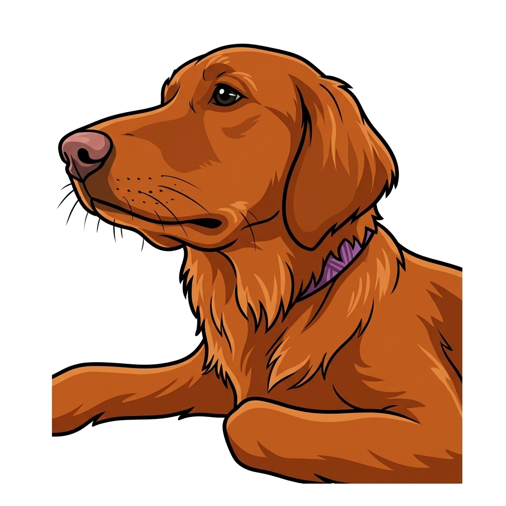 Sticker version - Red Golden Retriever — Cartoon