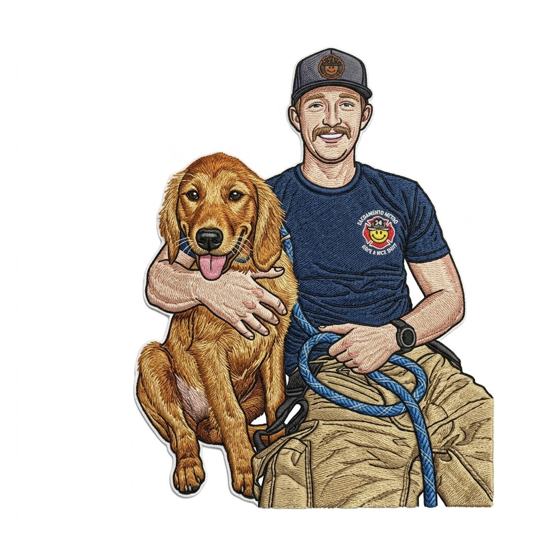 Sticker version - Firefighter + Golden — Embroidery